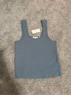 NWT Vince Ribbed Knit Tank, Dusty Blue, Size XL